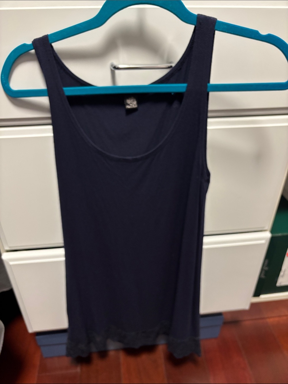 Only Hearts Navy Lace-Trim Tank Top long